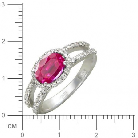 Кольцо с бриллиантами, рубином из белого золота 750 пробы (арт. 316360)