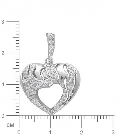 Подвеска Сердце с бриллиантами из белого золота (арт. 316420)