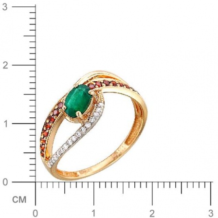 Кольцо с бриллиантами, изумрудом из красного золота (арт. 316474)