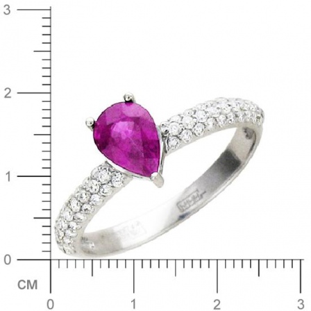 Кольцо с бриллиантами, рубином из белого золота (арт. 316481)