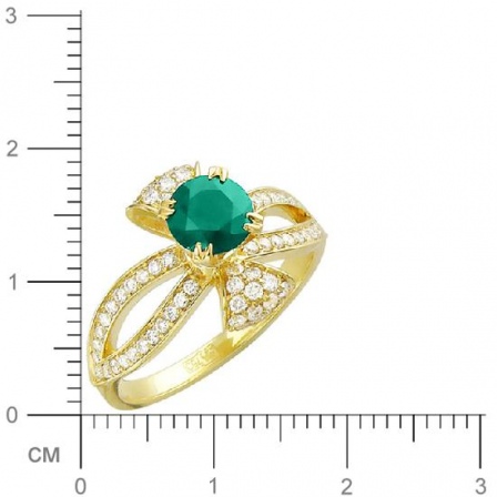 Кольцо с бриллиантами, изумрудом из желтого золота 750 пробы (арт. 316535)
