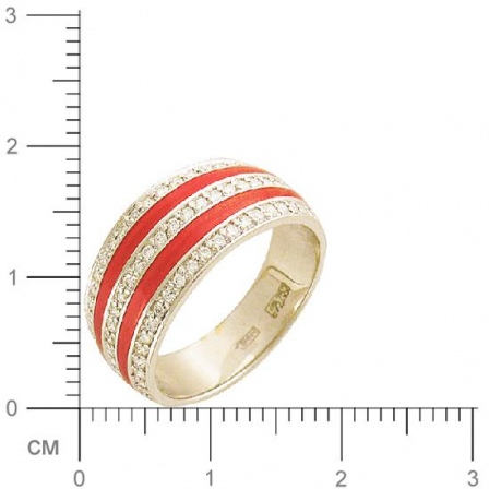 Кольцо с бриллиантами, эмалью из белого золота 750 пробы (арт. 316548)