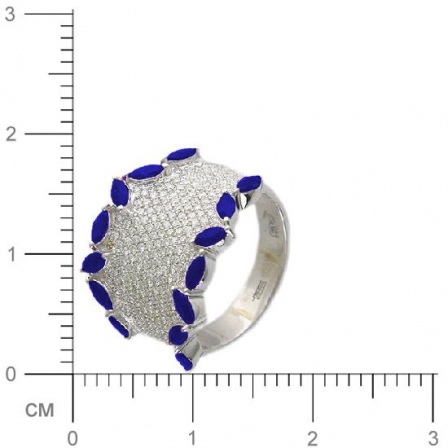 Кольцо с бриллиантами, сапфирами из белого золота 750 пробы (арт. 316552)