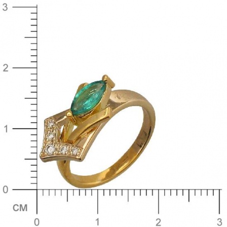 Кольцо с бриллиантами, изумрудом из комбинированного золота 750 пробы (арт. 316568)
