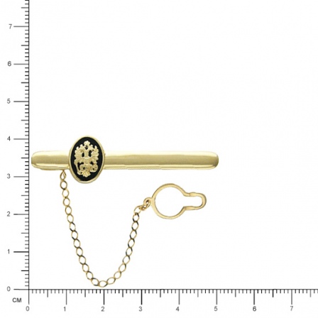 Зажим Герб Орел для галстука с ониксом из желтого золота (арт. 316827)