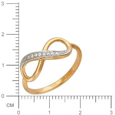 Кольцо Бесконечность с фианитами из красного золота (арт. 316843)