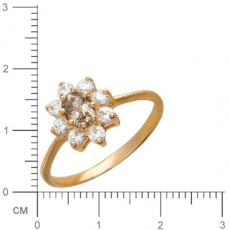 Кольцо с раухтопазом, фианитами из красного золота (арт. 316856)