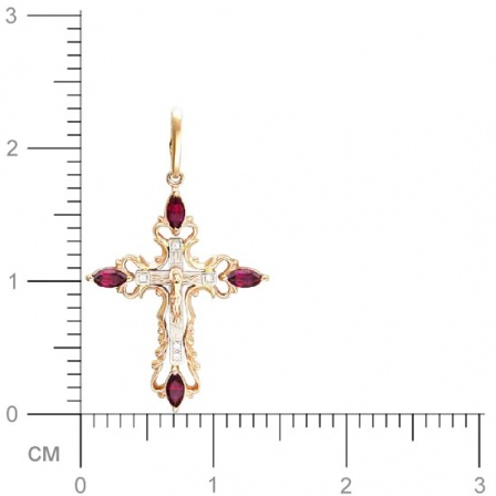 Крестик с фианитами из комбинированного золота (арт. 316983)