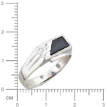 Кольцо с ониксом, фианитом из серебра (арт. 319010)