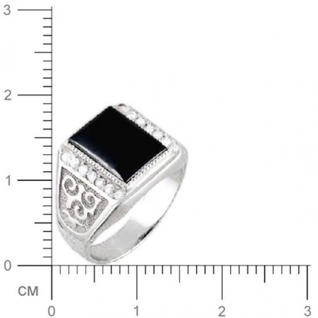 Кольцо с ониксом, фианитами из серебра (арт. 319018)