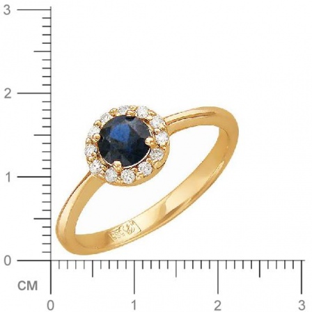 Кольцо с бриллиантами, сапфиром из красного золота (арт. 319608)