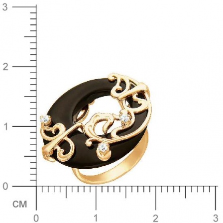 Кольцо с агатом, фианитами из красного золота (арт. 319652)