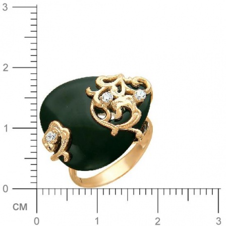 Кольцо с агатом, фианитами из красного золота (арт. 319653)