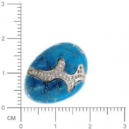 Кольцо с бирюзой, фианитами из серебра (арт. 319887)