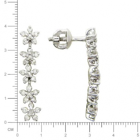 Серьги Цветы с бриллиантами из белого золота (арт. 320213)