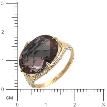 Кольцо с раухтопазом, фианитами из красного золота (арт. 320241)
