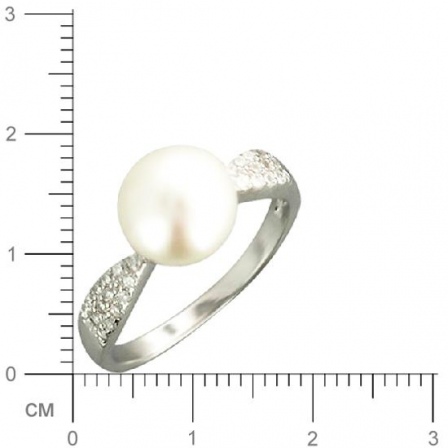 Кольцо с жемчугом, фианитами из серебра (арт. 320649)