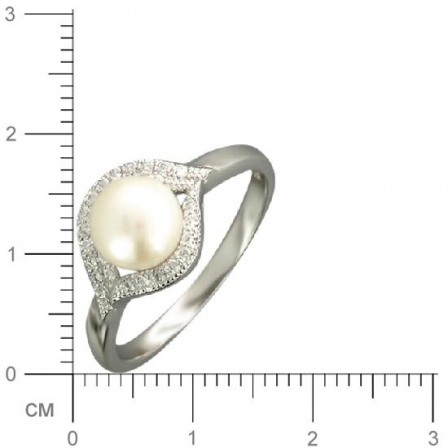 Кольцо с жемчугом, фианитами из серебра (арт. 320653)