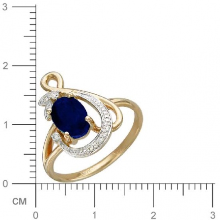 Кольцо с бриллиантами, сапфиром из красного золота (арт. 321048)