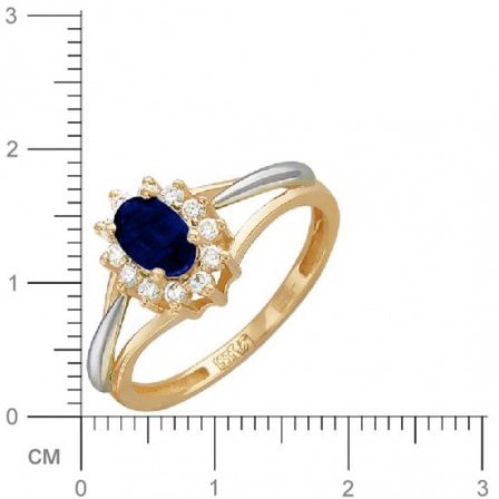Кольцо с бриллиантами, сапфиром из красного золота (арт. 321060)
