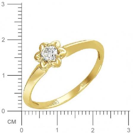 Кольцо Цветок с бриллиантом из желтого золота (арт. 321071)