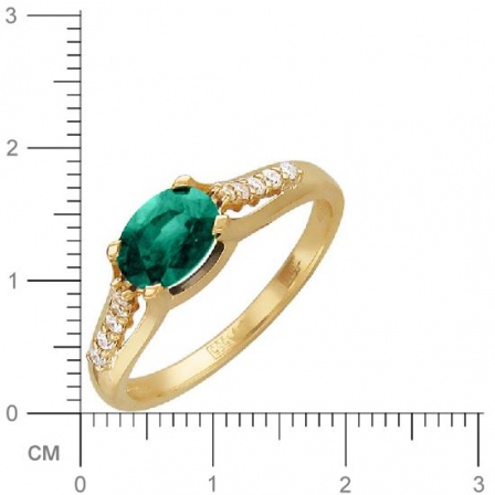 Кольцо с бриллиантами, изумрудом из желтого золота (арт. 321075)