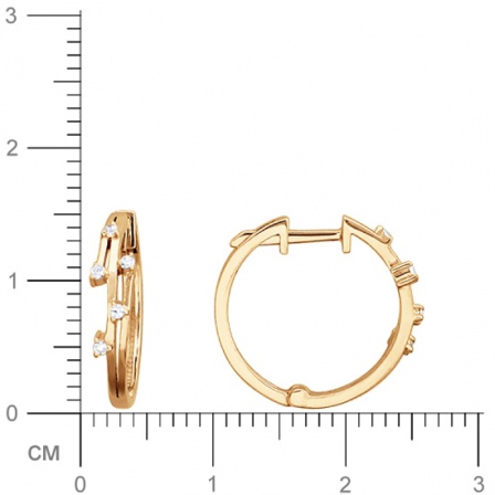 Серьги с фианитами из красного золота. Диаметр 15 мм. (арт. 321811)