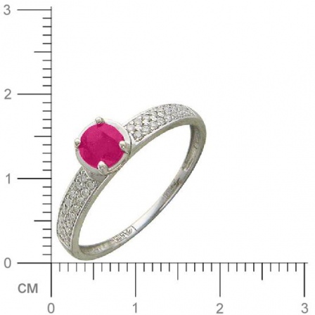 Кольцо с бриллиантами, рубином из белого золота (арт. 322633)