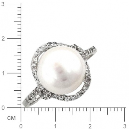 Кольцо с жемчугом, фианитами из серебра (арт. 322926)