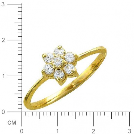 Кольцо Цветок с фианитами из желтого золота (арт. 323080)