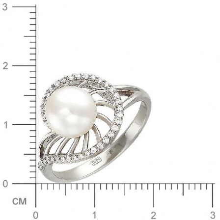 Кольцо с бриллиантами, жемчугом из белого золота (арт. 323427)