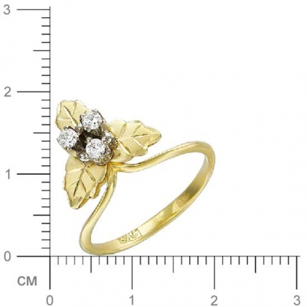 Кольцо Цветок с фианитами из комбинированного золота (арт. 323482)
