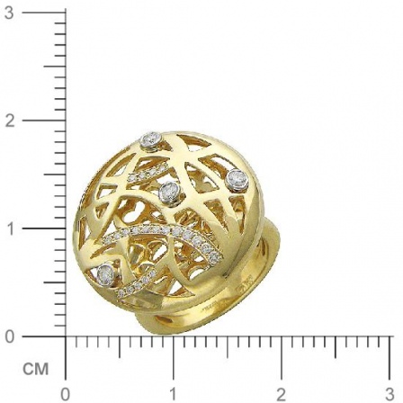 Кольцо с бриллиантами из желтого золота 750 пробы (арт. 325157)