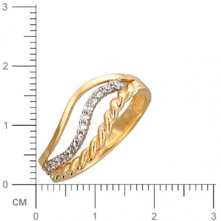 Кольцо Косичка с фианитами из красного золота (арт. 325173)
