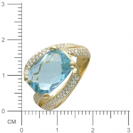 Кольцо с бриллиантами, топазом из желтого золота 750 пробы (арт. 325619)