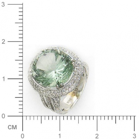 Кольцо с бриллиантами, празиолитом из белого золота 750 пробы (арт. 325663)