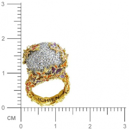 Кольцо Бабочки с бриллиантами, вставкой из эмали из комбинированного золота (арт. 325688)