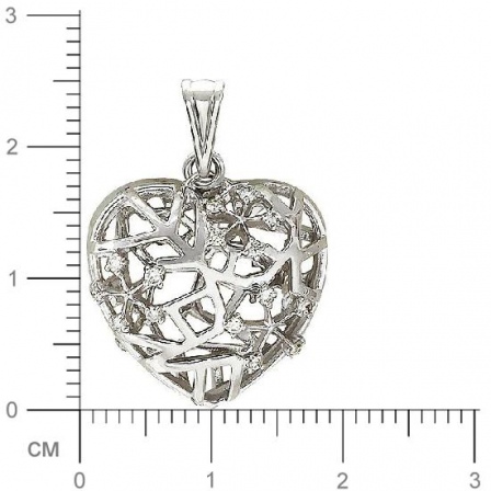 Подвеска Сердце с бриллиантами из белого золота (арт. 325736)