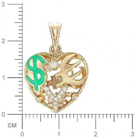 Подвеска Сердце с бриллиантами, вставкой из эмали из желтого золота (арт. 325750)