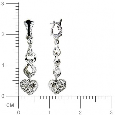 Серьги Сердечки с бриллиантами, вставкой из эмали из комбинированного 750 (арт. 325848)
