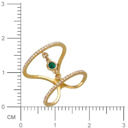 Кольцо с подвеской с алпанитом, фианитами из желтого золота (арт. 326053)