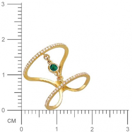 Кольцо с подвеской с фианитами из желтого золота (арт. 327426)