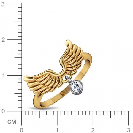 Кольцо Крылья с бриллиантом из комбинированного золота (арт. 327566)