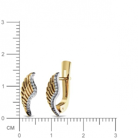 Серьги Крылья с бриллиантами из желтого золота (арт. 327579)