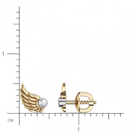 Серьги Крылья с бриллиантами из желтого золота (арт. 327580)