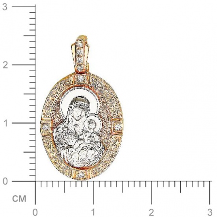 Подвеска-иконка "Богородица Неувядаемый цвет" с фианитами из золота (арт. 327737)
