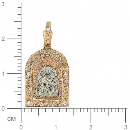 Подвеска-иконка "Богородица Казанская" с фианитами из комбинированного (арт. 327738)