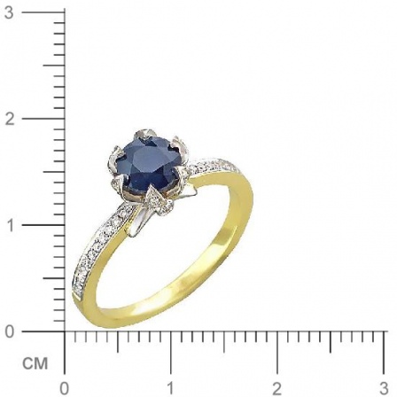 Кольцо с бриллиантами, сапфиром из комбинированного золота 750 пробы (арт. 327925)