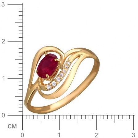 Кольцо с гранатом, фианитами из красного золота (арт. 328086)