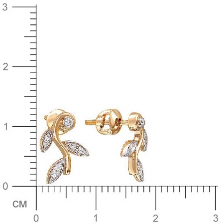 Серьги Веточки с бриллиантами из красного золота (арт. 328361)
